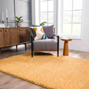 Faina Solid Gold Shag Washable Area Rug - Clearance