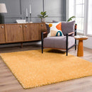 Faina Solid Gold Shag Washable Area Rug - Clearance
