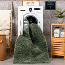 Faina Solid Green Shag Washable Area Rug - Clearance