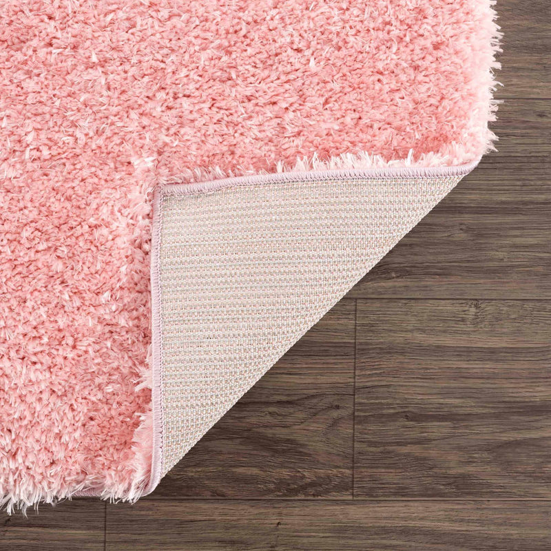 Faina Solid Pink Shag Washable Area Rug - Clearance