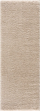 Faina Solid Beige Shag Rug Washable