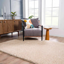 Faina Solid Beige Shag Rug Washable
