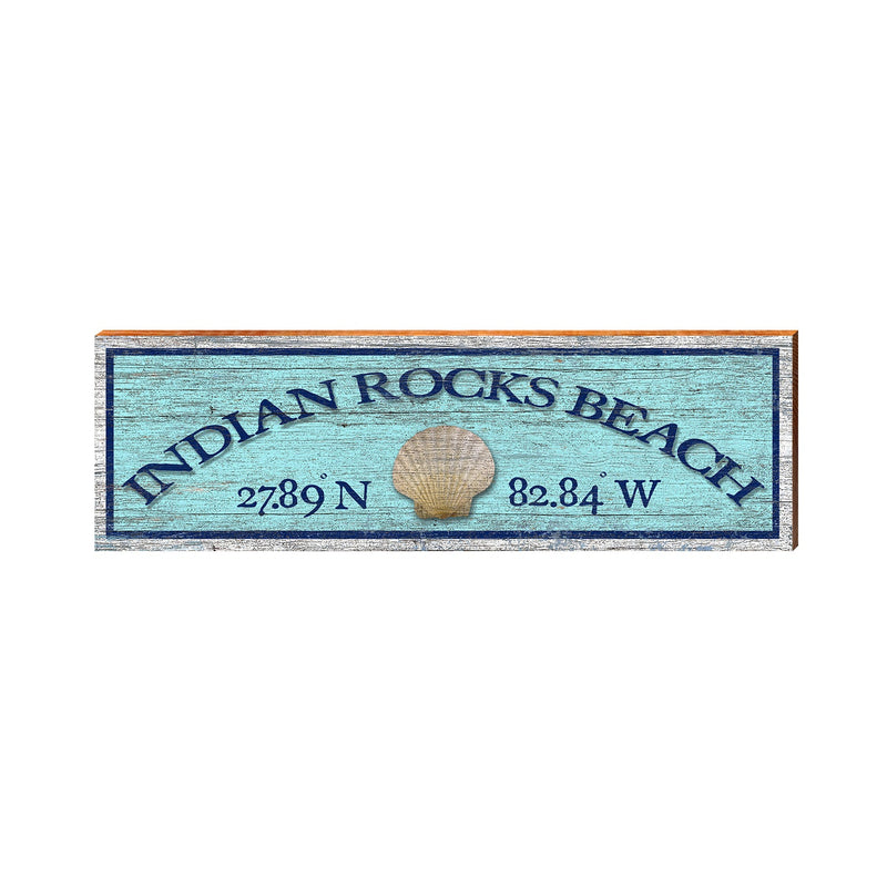 Indian Rocks Beach Shell Blue Latitude Longitude | Real Wood Art Print