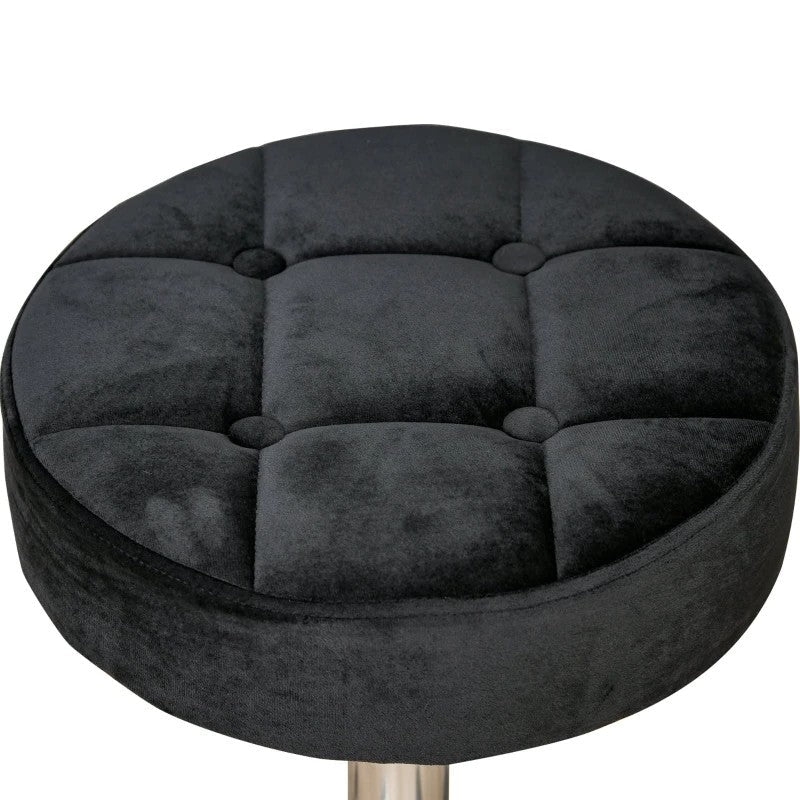 Black Button Tufted Adjustable Rolling Massage Swivel Salon Stool, photo 3 of 5
