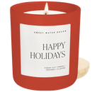 Happy Holidays Soy Candle - Red Matte Jar - 15 oz (Christmas) by Sweet Water Decor