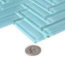 Sky Blue 11x13 Glossy Herringbone Glass Mosaic Tile (5 pack, 4.8125 sq ft/case)