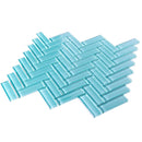 Sky Blue 11x13 Glossy Herringbone Glass Mosaic Tile (5 pack, 4.8125 sq ft/case) - Sample