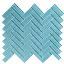 Sky Blue 11x13 Glossy Herringbone Glass Mosaic Tile (5 pack, 4.8125 sq ft/case) - Sample