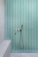 Sky Blue 11x13 Glossy Herringbone Glass Mosaic Tile (5 pack, 4.8125 sq ft/case) - Sample