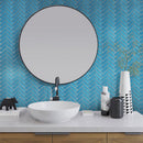 Sapphire Blue 11x13 Glossy Herringbone Glass Mosaic Tile (5 pack, 4.8125 sq ft/case) - Sample