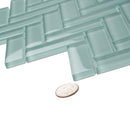 Blizzard Blue 11x13 Glossy Herringbone Glass Mosaic Tile (5 pack, 4.8125 sq ft/case) - Sample