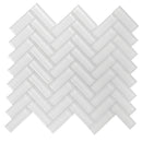 White 11x13 Glossy Herringbone Glass Mosaic Tile (5 pack, 4.8125 sq ft/case)