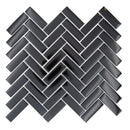 Black 11x13 Glossy Herringbone Glass Mosaic Tile (5 pack, 4.8125 sq ft/case) - Sample