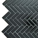 Black 11x13 Glossy Herringbone Glass Mosaic Tile (5 pack, 4.8125 sq ft/case)