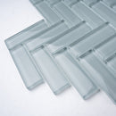 Gray 11x13 Glossy Herringbone Glass Mosaic Tile (5 pack, 4.8125 sq ft/case) - Sample