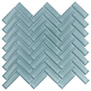 Stone Blue 11x13 Glossy Herringbone Glass Mosaic Tile (5 pack, 4.8125 sq ft/case)