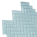 Stone Blue 11x13 Glossy Herringbone Glass Mosaic Tile (5 pack, 4.8125 sq ft/case) by Apollo Tile
