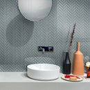 Stone Blue 11x13 Glossy Herringbone Glass Mosaic Tile (5 pack, 4.8125 sq ft/case)