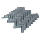 Coin Gray 11x13 Glossy Herringbone Glass Mosaic Tile (5 pack, 4.8125 sq ft/case) - Sample