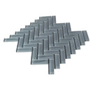 Coin Gray 11x13 Glossy Herringbone Glass Mosaic Tile (5 pack, 4.8125 sq ft/case) by Apollo Tile