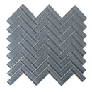 Coin Gray 11x13 Glossy Herringbone Glass Mosaic Tile (5 pack, 4.8125 sq ft/case)