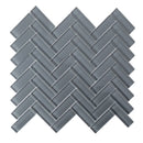 Coin Gray 11x13 Glossy Herringbone Glass Mosaic Tile (5 pack, 4.8125 sq ft/case) - Sample
