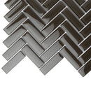 Ash Gray 11x13 Glossy Herringbone Glass Mosaic Tile (5 pack, 4.8125 sq ft/case) - Sample