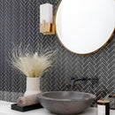 Ash Gray 11x13 Glossy Herringbone Glass Mosaic Tile (5 pack, 4.8125 sq ft/case)