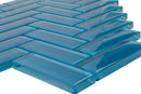 Cerulean Blue 11x13 Glossy Herringbone Glass Mosaic Tile (5 pack, 4.8125 sq ft/case) - Sample