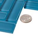Cerulean Blue 11x13 Glossy Herringbone Glass Mosaic Tile (5 pack, 4.8125 sq ft/case) - Sample