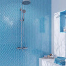 Cerulean Blue 11x13 Glossy Herringbone Glass Mosaic Tile (5 pack, 4.8125 sq ft/case) - Sample