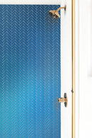Cerulean Blue 11x13 Glossy Herringbone Glass Mosaic Tile (5 pack, 4.8125 sq ft/case) - Sample