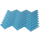 Cerulean Blue 11x13 Glossy Herringbone Glass Mosaic Tile (5 pack, 4.8125 sq ft/case) - Sample
