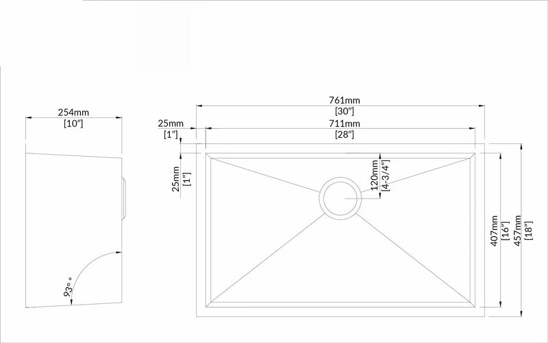 Stainless Steel Square Sink (Single Bowl)