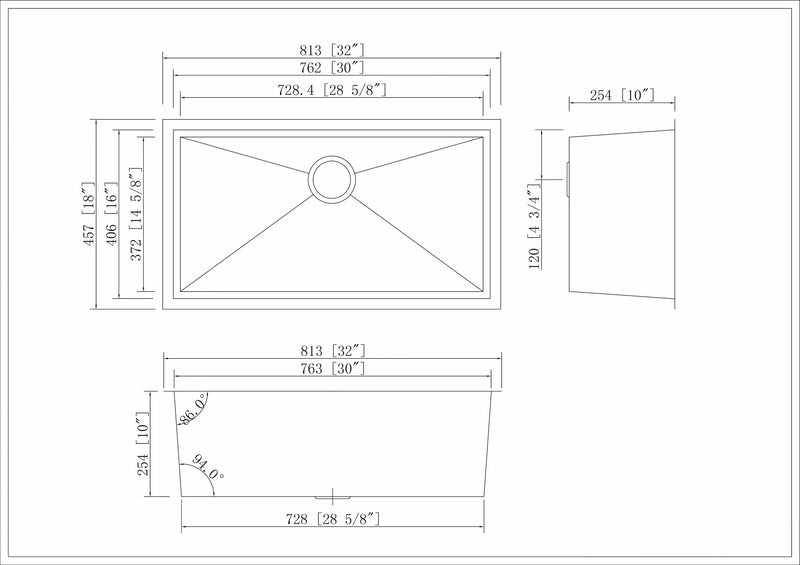 Stainless Steel Square Sink (Single Bowl)