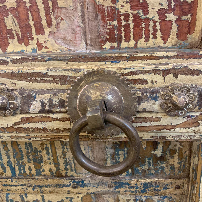 1900s Antique Door Upcycled 50" Tall  Distressed Solid Wood Cabinet