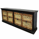 1900s Antique Door Upcycled Colored Patina Rustic 88 in. Long Credenza