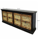 1900s Antique Door Upcycled Colored Patina Rustic 88 in. Long Credenza