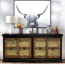 1900s Antique Door Upcycled Colored Patina Rustic 88 in. Long Credenza