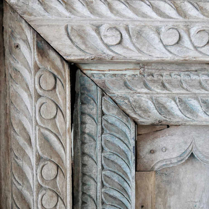 1800s Antique Ornately Carved 84 in. X 100 in. Indian Haveli Doors