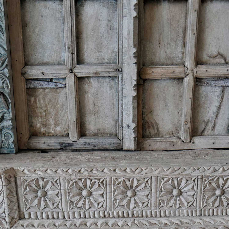 1800s Antique Ornately Carved 84 in. X 100 in. Indian Haveli Doors