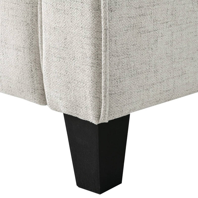 Modern 3-Seater Upholstered Sofa in Cream Microfiber with Button Tufted Cushions, photo 3 of 5