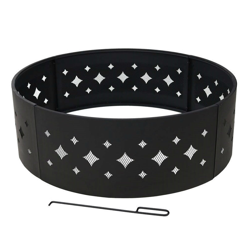 Heavy Duty 36-inch Black Steel Fire Pit Ring with Diamond Pattern, photo 3 of 5