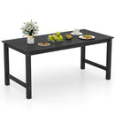HDPE Outdoor Dining Table for 6 Person with Wood-Like Tabletop and Umbrella Hole by LJGDeals