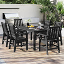 HDPE Outdoor Dining Table for 6 Person with Wood-Like Tabletop and Umbrella Hole by LJGDeals