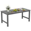 HDPE Outdoor Dining Table for 6 Person with Wood-Like Tabletop and Umbrella Hole