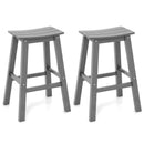 29 Inch HDPE Patio Bar Stool Set of 2 Armless Saddle Stools-Brown by DirectDeals