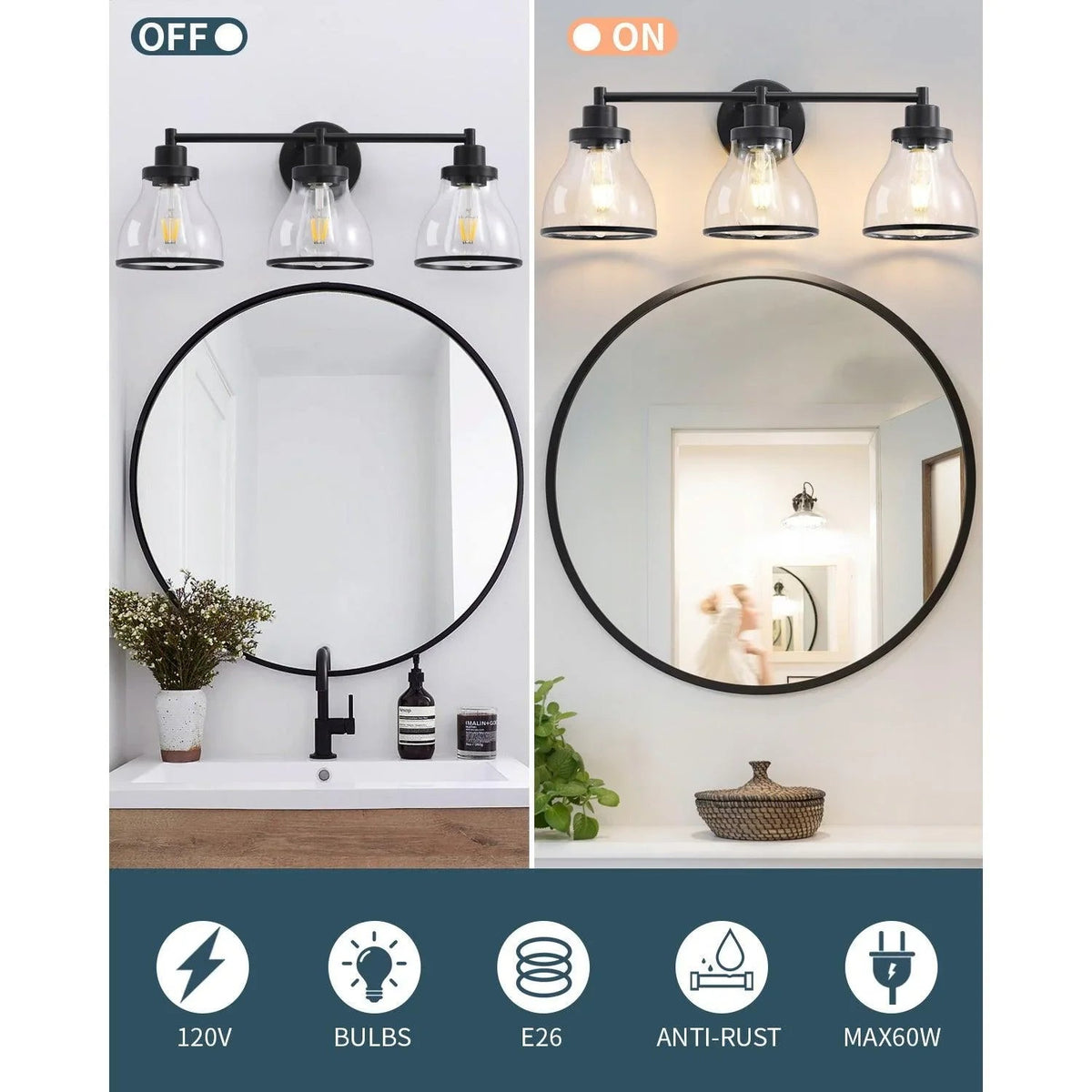 Hermosa Modern 3-Light Bathroom Vanity Light, photo 17 of 21