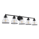 Hermosa Modern Polished Nickel & Black 5-Light Bathroom Vanity Light