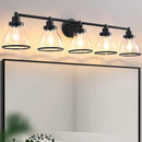 Hermosa Modern Polished Nickel & Black 5-Light Bathroom Vanity Light
